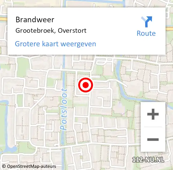 Locatie op kaart van de 112 melding: Brandweer Grootebroek, Overstort op 15 december 2023 10:07