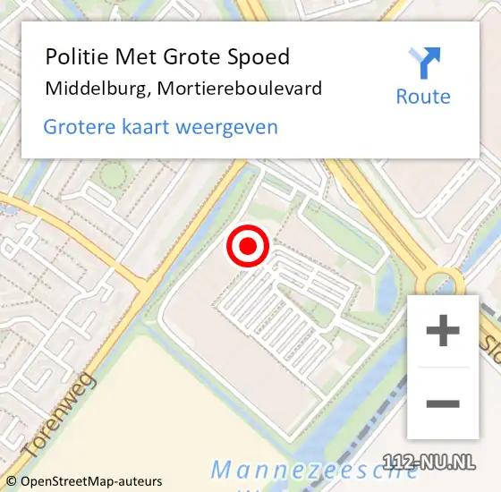 Locatie op kaart van de 112 melding: Politie Met Grote Spoed Naar Middelburg, Mortiereboulevard op 15 december 2023 10:14