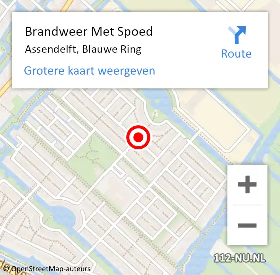 Locatie op kaart van de 112 melding: Brandweer Met Spoed Naar Assendelft, Blauwe Ring op 15 december 2023 10:20