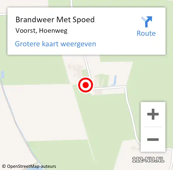 Locatie op kaart van de 112 melding: Brandweer Met Spoed Naar Voorst, Hoenweg op 15 december 2023 10:33