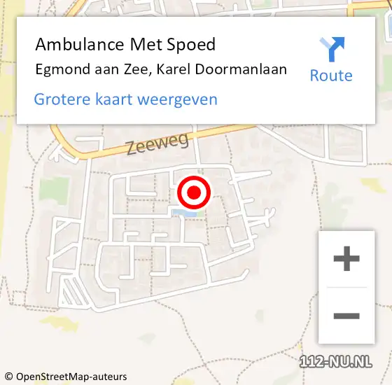 Locatie op kaart van de 112 melding: Ambulance Met Spoed Naar Egmond aan Zee, Karel Doormanlaan op 15 december 2023 10:58