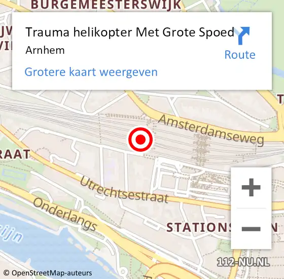Locatie op kaart van de 112 melding: Trauma helikopter Met Grote Spoed Naar Arnhem op 15 december 2023 11:02