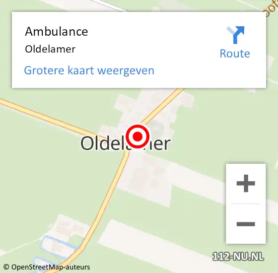 Locatie op kaart van de 112 melding: Ambulance Oldelamer op 18 september 2014 15:13