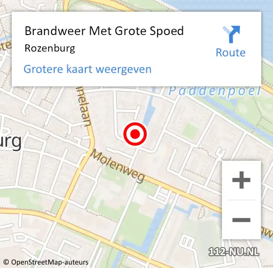 Locatie op kaart van de 112 melding: Brandweer Met Grote Spoed Naar Rozenburg op 15 december 2023 11:30