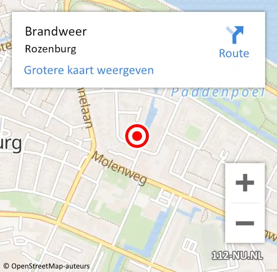 Locatie op kaart van de 112 melding: Brandweer Rozenburg op 15 december 2023 11:40