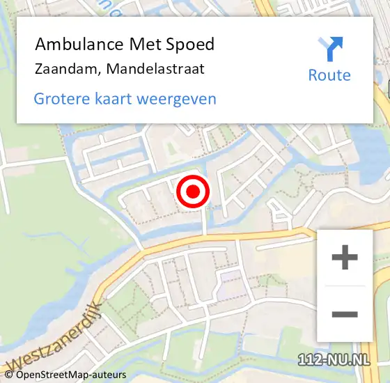 Locatie op kaart van de 112 melding: Ambulance Met Spoed Naar Zaandam, Mandelastraat op 15 december 2023 11:48