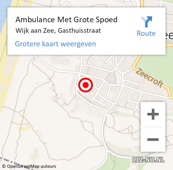 Locatie op kaart van de 112 melding: Ambulance Met Grote Spoed Naar Wijk aan Zee, Gasthuisstraat op 15 december 2023 11:50