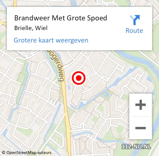 Locatie op kaart van de 112 melding: Brandweer Met Grote Spoed Naar Brielle, Wiel op 15 december 2023 12:05