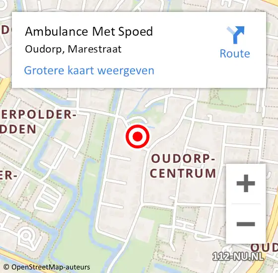 Locatie op kaart van de 112 melding: Ambulance Met Spoed Naar Oudorp, Marestraat op 15 december 2023 12:12