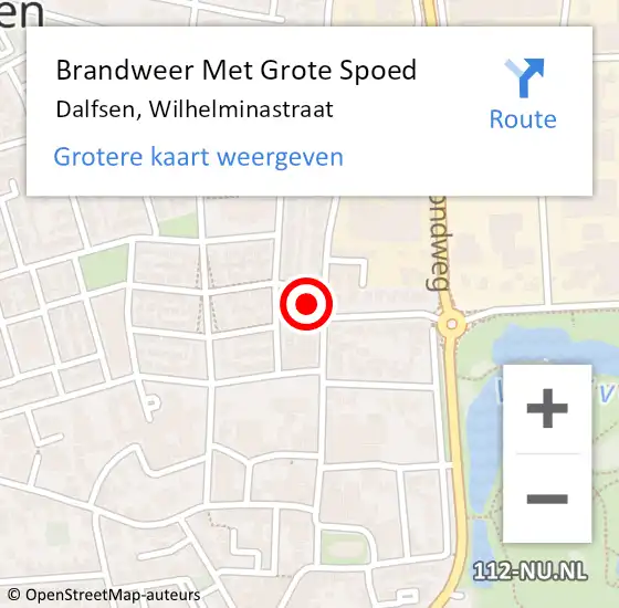 Locatie op kaart van de 112 melding: Brandweer Met Grote Spoed Naar Dalfsen, Wilhelminastraat op 15 december 2023 12:16