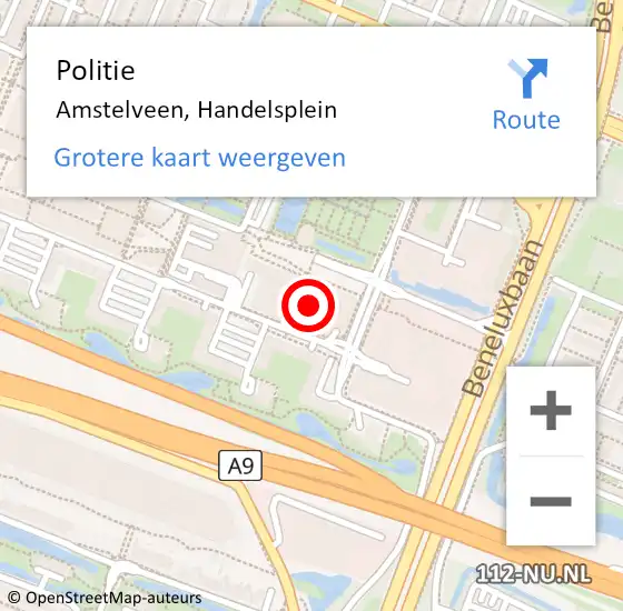 Locatie op kaart van de 112 melding: Politie Amstelveen, Handelsplein op 18 september 2014 15:22