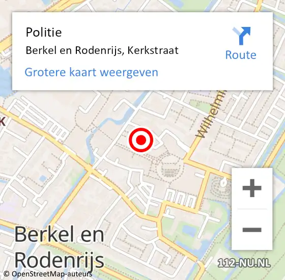 Locatie op kaart van de 112 melding: Politie Berkel en Rodenrijs, Kerkstraat op 15 december 2023 13:00