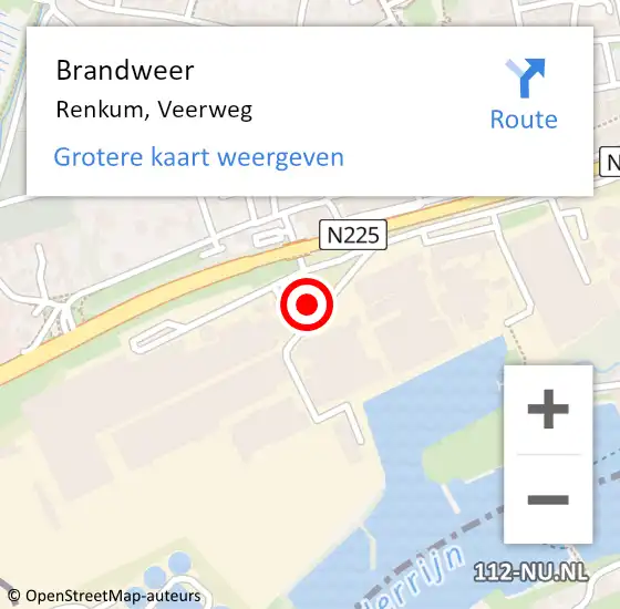 Locatie op kaart van de 112 melding: Brandweer Renkum, Veerweg op 15 december 2023 13:10