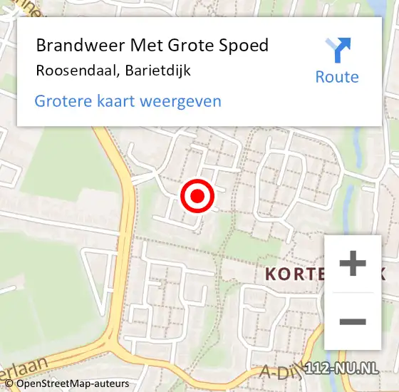 Locatie op kaart van de 112 melding: Brandweer Met Grote Spoed Naar Roosendaal, Barietdijk op 15 december 2023 14:00