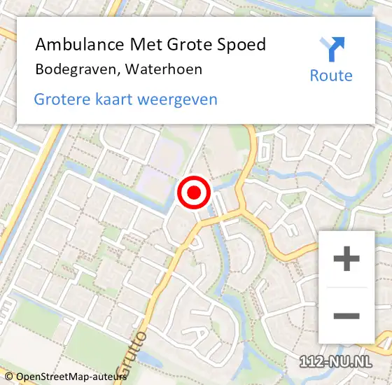 Locatie op kaart van de 112 melding: Ambulance Met Grote Spoed Naar Bodegraven, Waterhoen op 15 december 2023 14:22