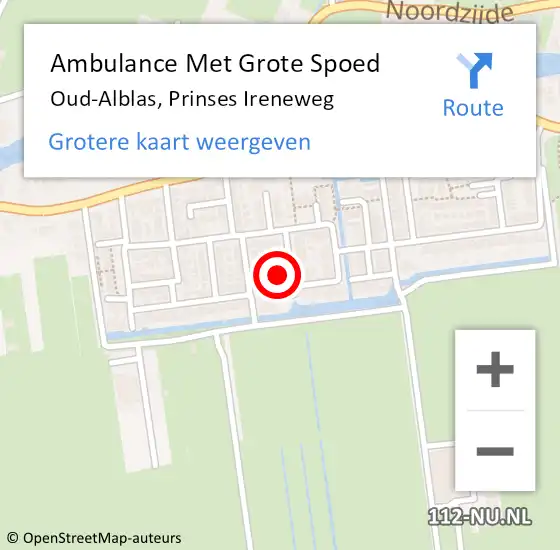 Locatie op kaart van de 112 melding: Ambulance Met Grote Spoed Naar Oud-Alblas, Prinses Ireneweg op 15 december 2023 14:29