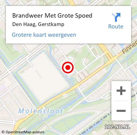 Locatie op kaart van de 112 melding: Brandweer Met Grote Spoed Naar Den Haag, Gerstkamp op 15 december 2023 14:30