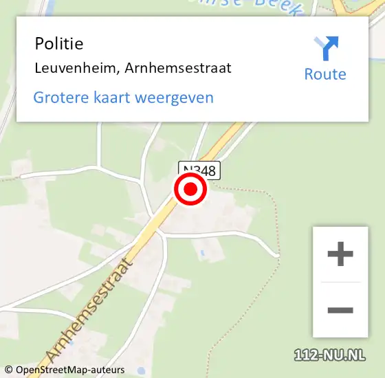 Locatie op kaart van de 112 melding: Politie Leuvenheim, Arnhemsestraat op 15 december 2023 14:56