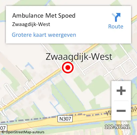 Locatie op kaart van de 112 melding: Ambulance Met Spoed Naar Zwaagdijk-West op 18 september 2014 15:37