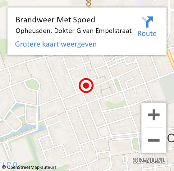 Locatie op kaart van de 112 melding: Brandweer Met Spoed Naar Opheusden, Dokter G van Empelstraat op 15 december 2023 15:44