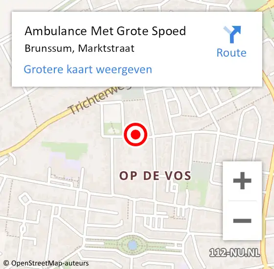 Locatie op kaart van de 112 melding: Ambulance Met Grote Spoed Naar Brunssum, Marktstraat op 18 september 2014 15:45