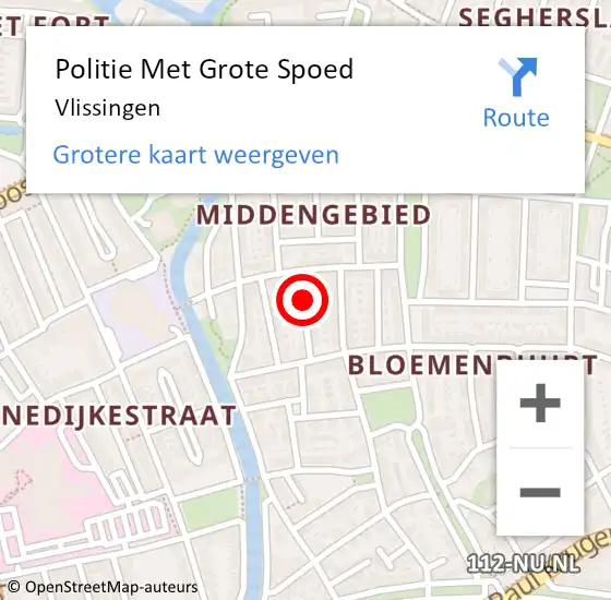 Locatie op kaart van de 112 melding: Politie Met Grote Spoed Naar Vlissingen op 15 december 2023 16:32