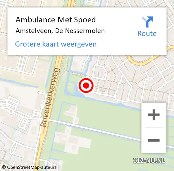 Locatie op kaart van de 112 melding: Ambulance Met Spoed Naar Amstelveen, De Nessermolen op 15 december 2023 16:47