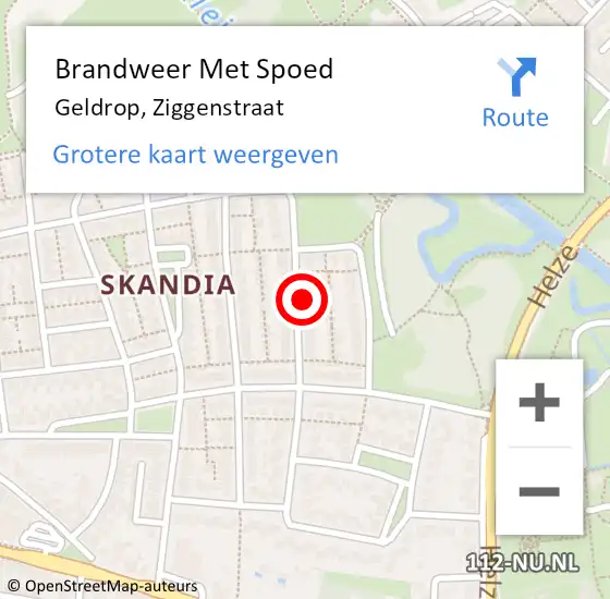 Locatie op kaart van de 112 melding: Brandweer Met Spoed Naar Geldrop, Ziggenstraat op 15 december 2023 16:58