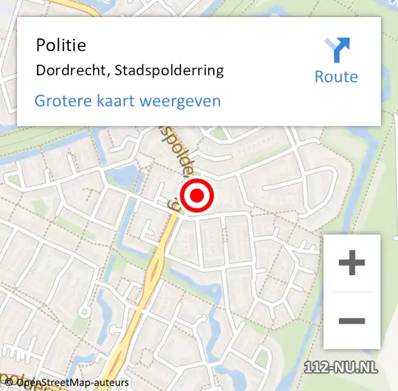 Locatie op kaart van de 112 melding: Politie Dordrecht, Stadspolderring op 15 december 2023 17:42