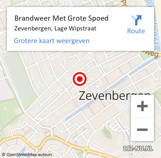 Locatie op kaart van de 112 melding: Brandweer Met Grote Spoed Naar Zevenbergen, Lage Wipstraat op 15 december 2023 18:00