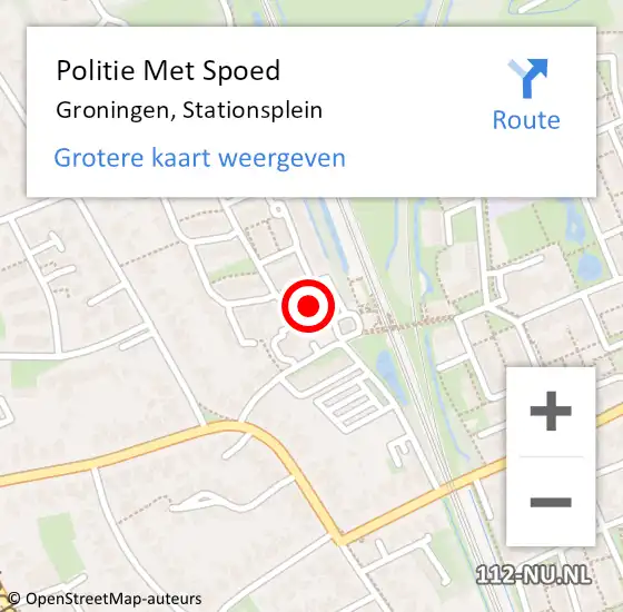 Locatie op kaart van de 112 melding: Politie Met Spoed Naar Groningen, Stationsplein op 15 december 2023 18:31