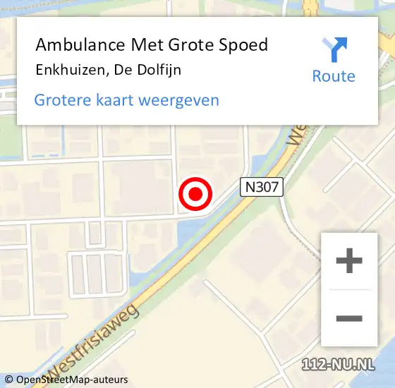 Locatie op kaart van de 112 melding: Ambulance Met Grote Spoed Naar Enkhuizen, De Dolfijn op 15 december 2023 18:39