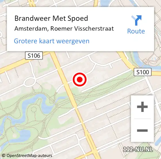 Locatie op kaart van de 112 melding: Brandweer Met Spoed Naar Amsterdam, Roemer Visscherstraat op 15 december 2023 18:52