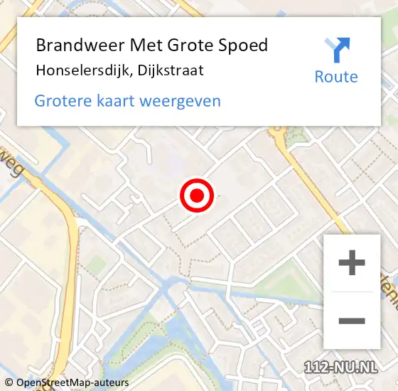 Locatie op kaart van de 112 melding: Brandweer Met Grote Spoed Naar Honselersdijk, Dijkstraat op 15 december 2023 18:54