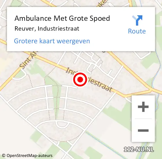 Locatie op kaart van de 112 melding: Ambulance Met Grote Spoed Naar Reuver, Industriestraat op 15 december 2023 19:05