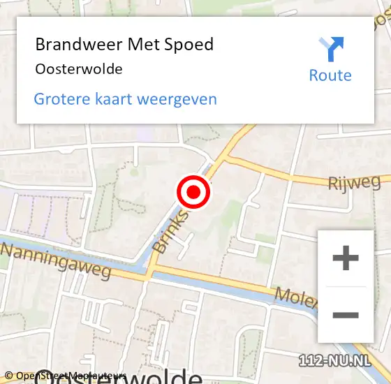 Locatie op kaart van de 112 melding: Brandweer Met Spoed Naar Oosterwolde op 14 oktober 2013 22:27