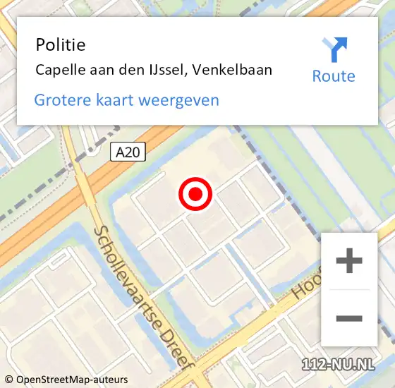 Locatie op kaart van de 112 melding: Politie Capelle aan den IJssel, Venkelbaan op 15 december 2023 19:16