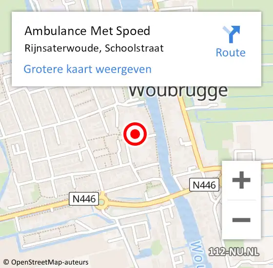 Locatie op kaart van de 112 melding: Ambulance Met Spoed Naar Rijnsaterwoude, Schoolstraat op 15 december 2023 19:49