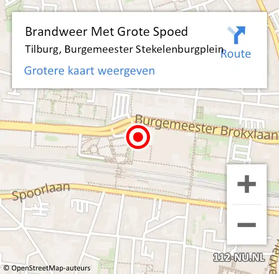 Locatie op kaart van de 112 melding: Brandweer Met Grote Spoed Naar Tilburg, Burgemeester Stekelenburgplein op 15 december 2023 19:50