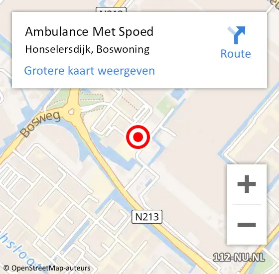 Locatie op kaart van de 112 melding: Ambulance Met Spoed Naar Honselersdijk, Boswoning op 15 december 2023 20:02