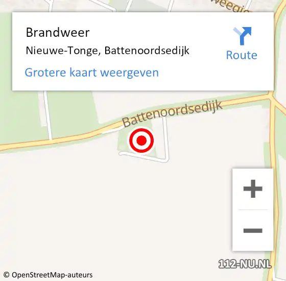 Locatie op kaart van de 112 melding: Brandweer Nieuwe-Tonge, Battenoordsedijk op 15 december 2023 20:16