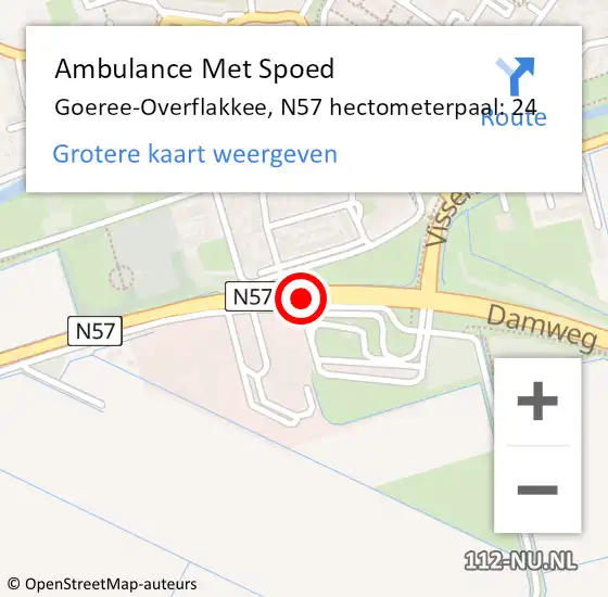 Locatie op kaart van de 112 melding: Ambulance Met Spoed Naar Goeree-Overflakkee, N57 hectometerpaal: 24 op 15 december 2023 20:17