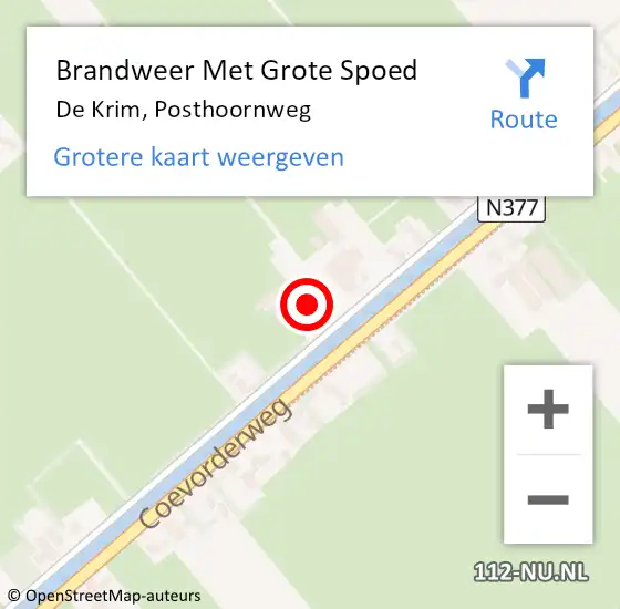 Locatie op kaart van de 112 melding: Brandweer Met Grote Spoed Naar De Krim, Posthoornweg op 15 december 2023 20:41