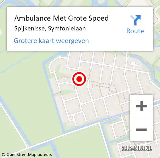 Locatie op kaart van de 112 melding: Ambulance Met Grote Spoed Naar Spijkenisse, Symfonielaan op 15 december 2023 20:55