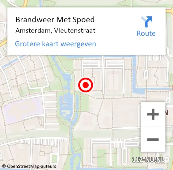 Locatie op kaart van de 112 melding: Brandweer Met Spoed Naar Amsterdam, Vleutenstraat op 15 december 2023 20:57