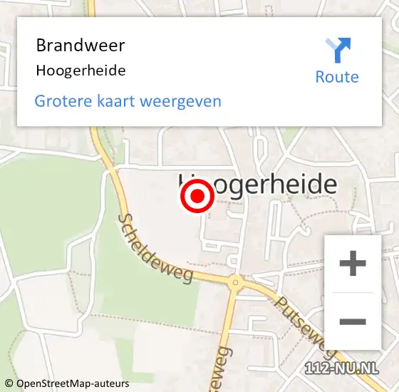 Locatie op kaart van de 112 melding: Brandweer Hoogerheide op 15 december 2023 21:09