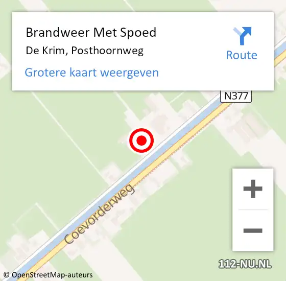 Locatie op kaart van de 112 melding: Brandweer Met Spoed Naar De Krim, Posthoornweg op 15 december 2023 21:28