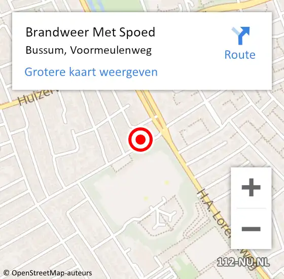 Locatie op kaart van de 112 melding: Brandweer Met Spoed Naar Bussum, Voormeulenweg op 15 december 2023 21:28