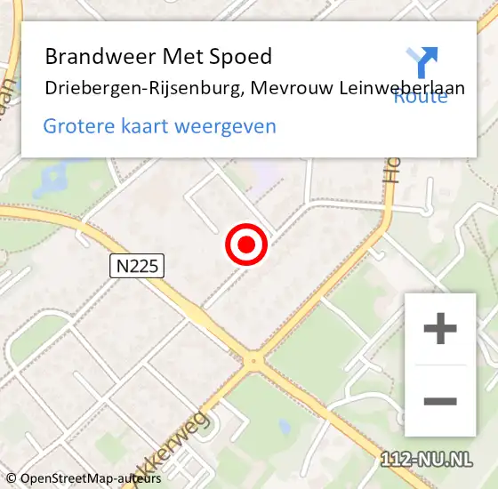 Locatie op kaart van de 112 melding: Brandweer Met Spoed Naar Driebergen-Rijsenburg, Mevrouw Leinweberlaan op 15 december 2023 21:49