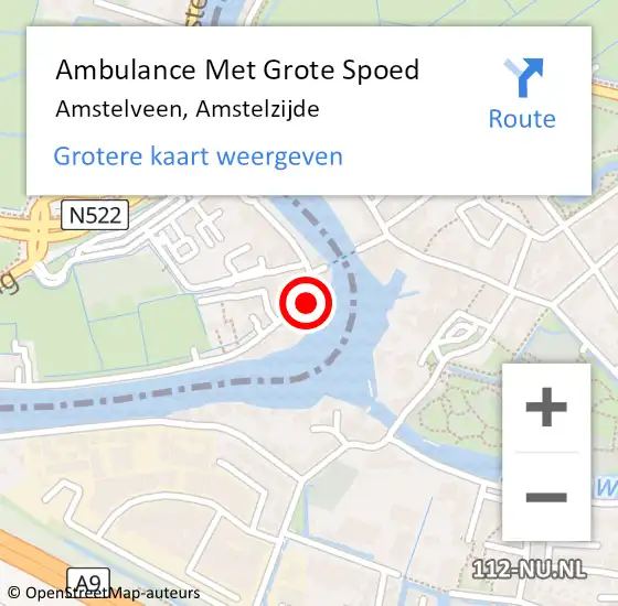 Locatie op kaart van de 112 melding: Ambulance Met Grote Spoed Naar Amstelveen, Amstelzijde op 15 december 2023 22:15